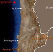The location of the epicentre of the 1 April 2014 Chilean earthquake